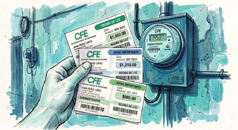 Recibo y medición de consumo eléctrico CFE